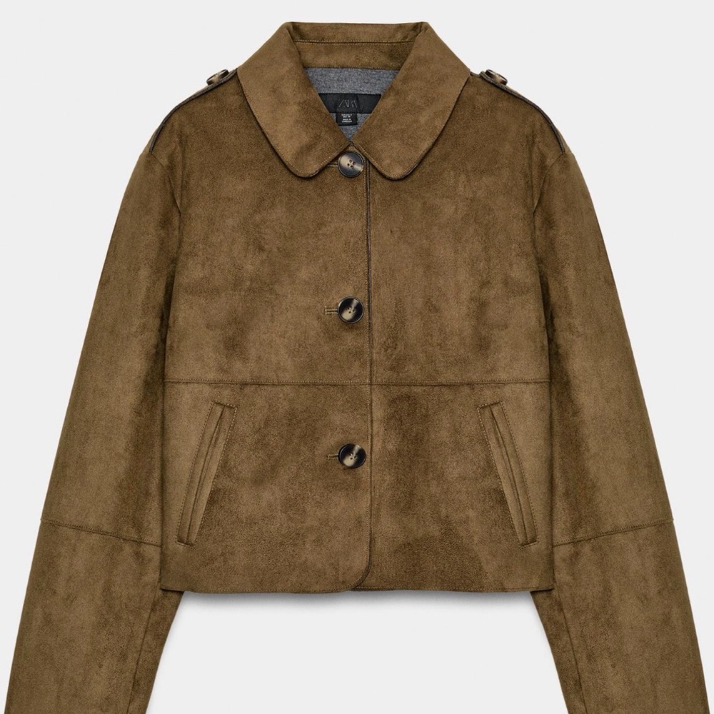 Women's Olive Suede Button Jacket